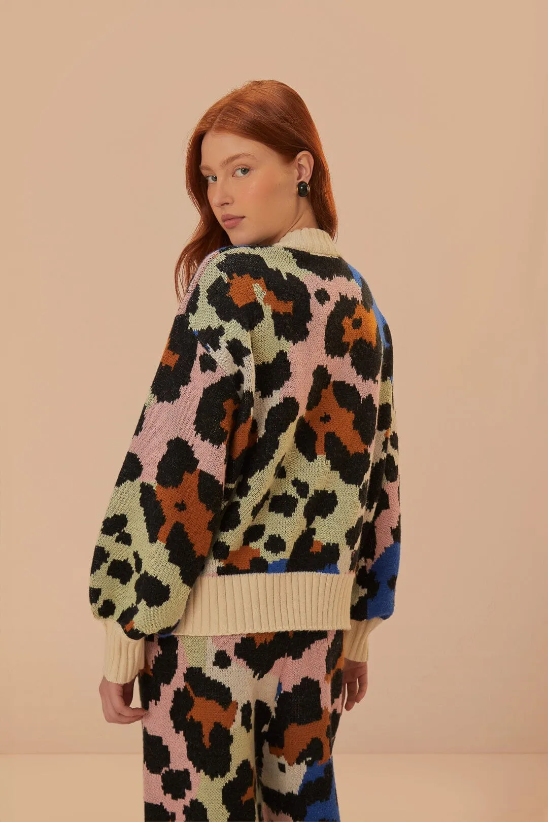 Simple Trend Colorful Leopard Knit Sweater