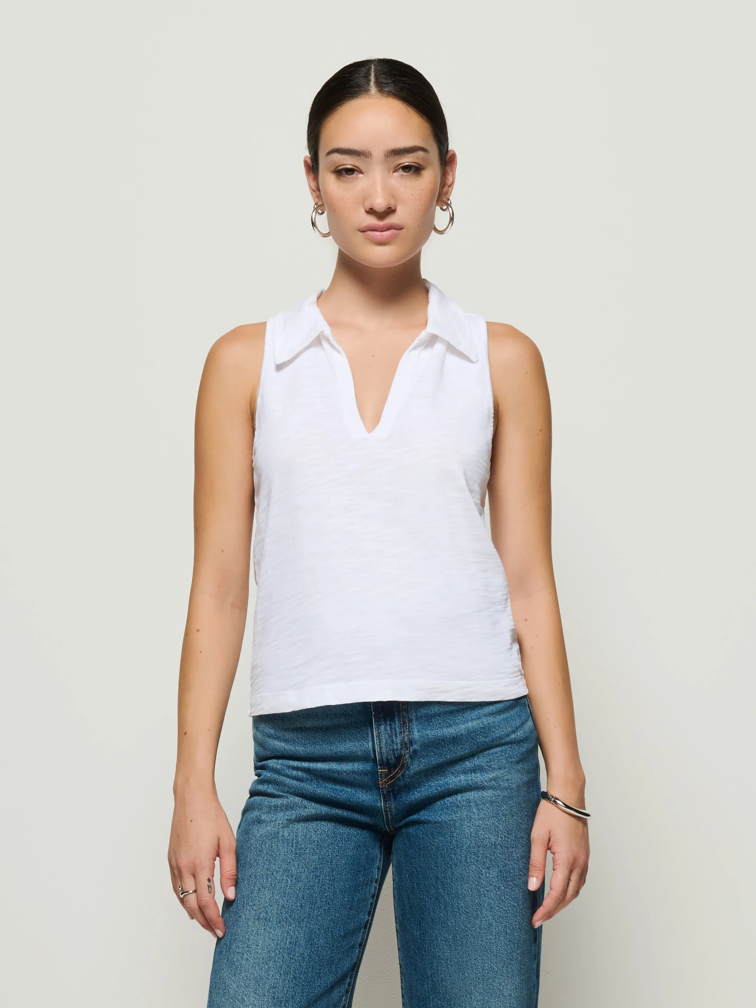 Roberta Collared Tank Essential Fashion