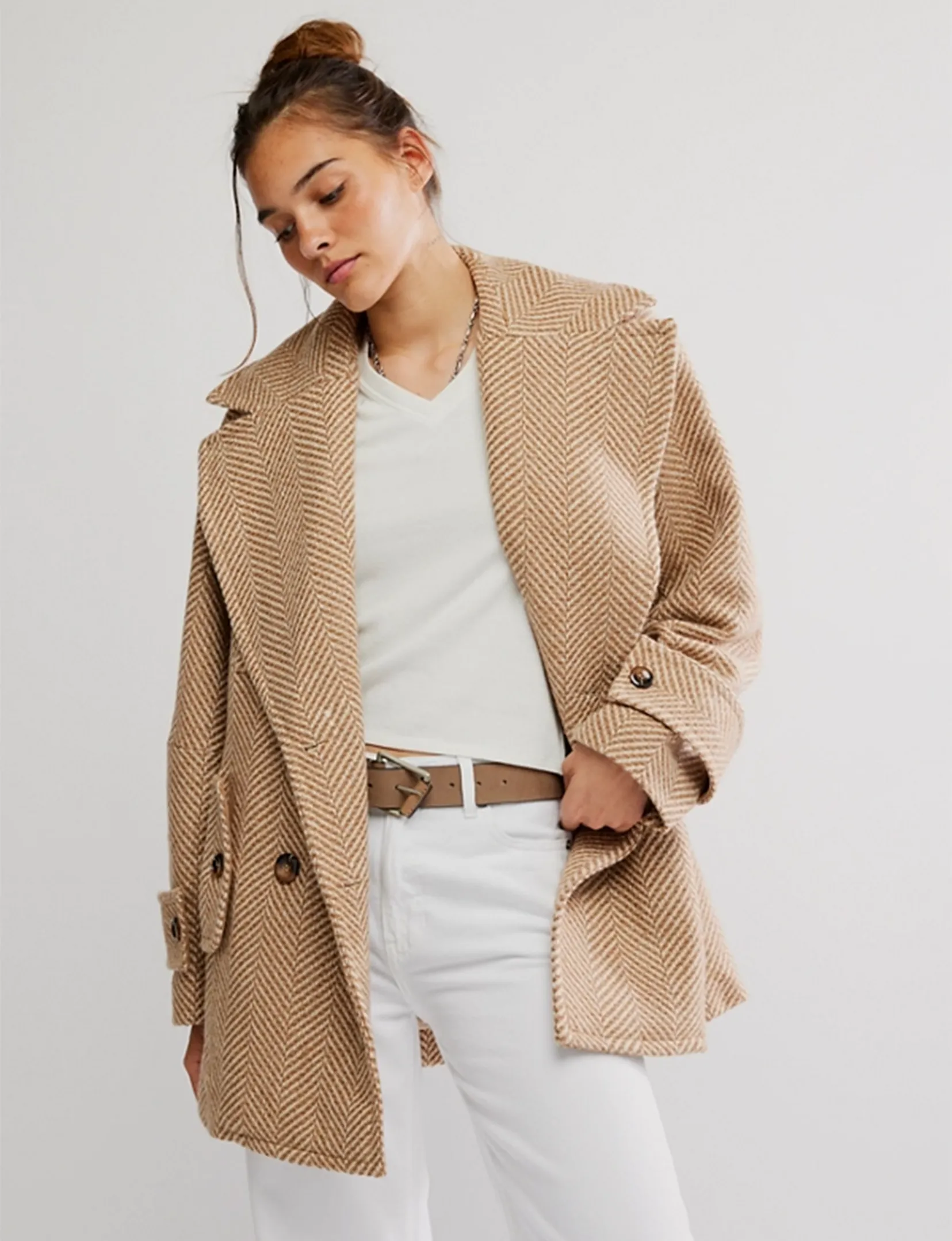 Simple Layers Simple Chill Piece Ari Wool Peacoat, Tan