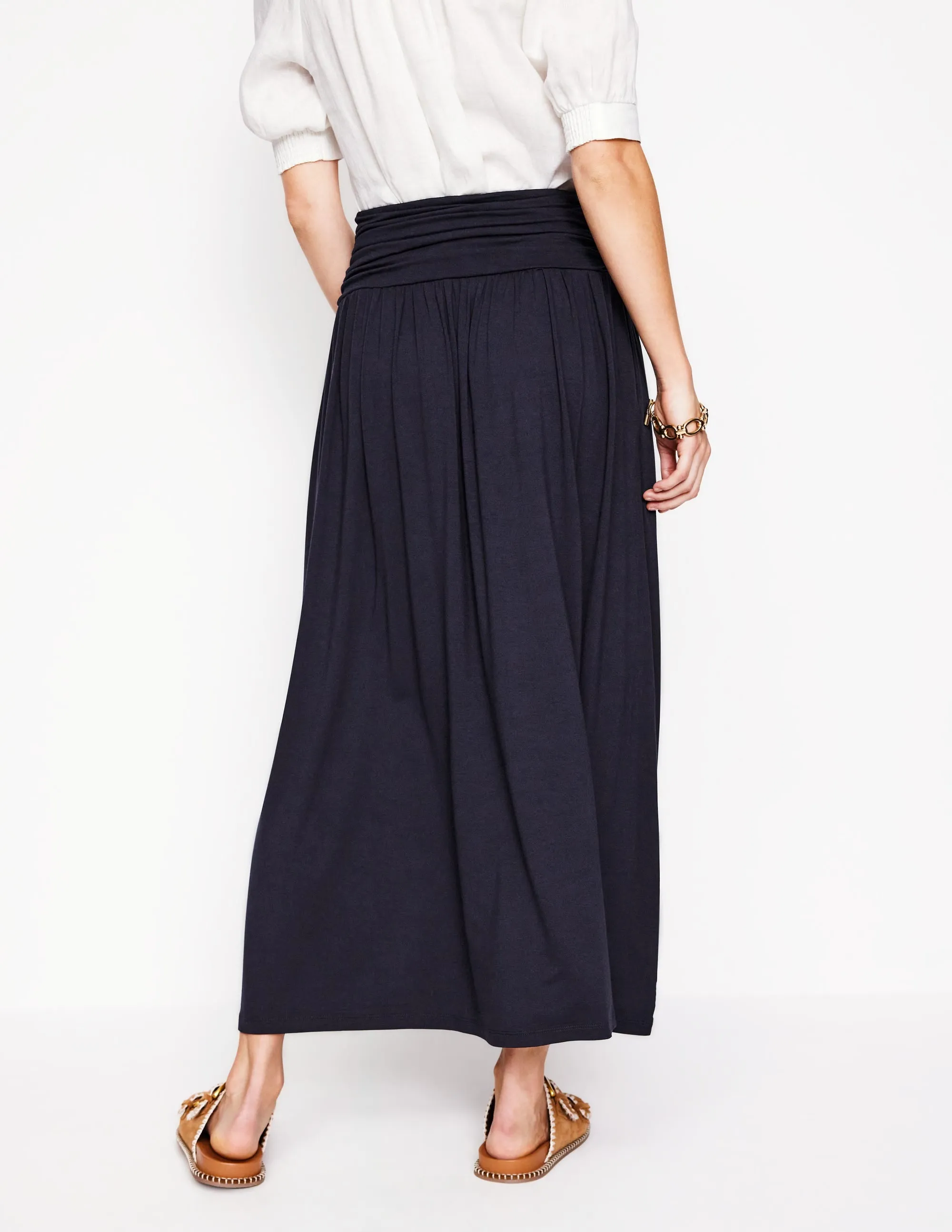 Pastel tone Cozy Movement Rosaline Jersey Skirt-Navy