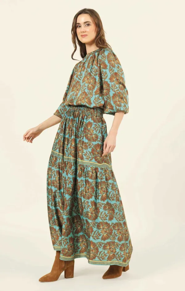 Hypoallergenic fabric Slip Resistant Waistband Rosalita Skirt in Etta Jadeite