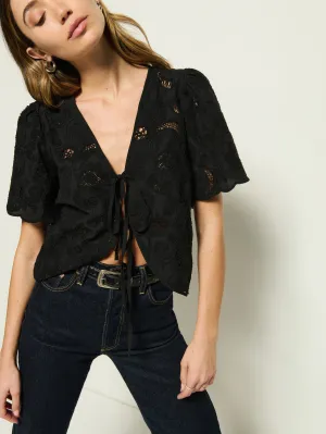 Rosalyn Tie Top Embroidered Casual Fit