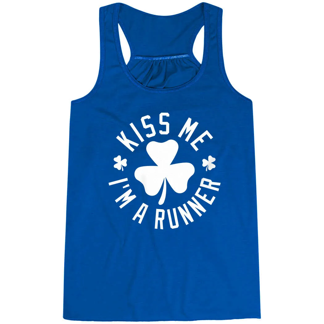 Running Flowy Racerback Tank Top - Kiss Me I am a Runner Shamrock Mountain - capable