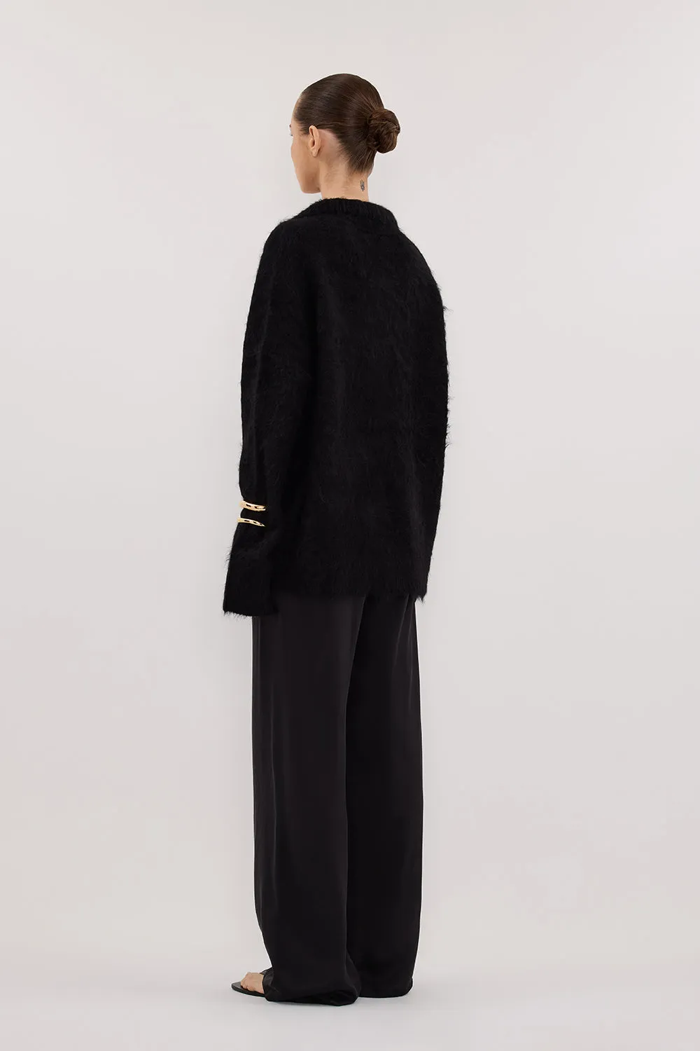 Simple Trend SALMA BLACK POLO NECK KNIT CARDIGAN