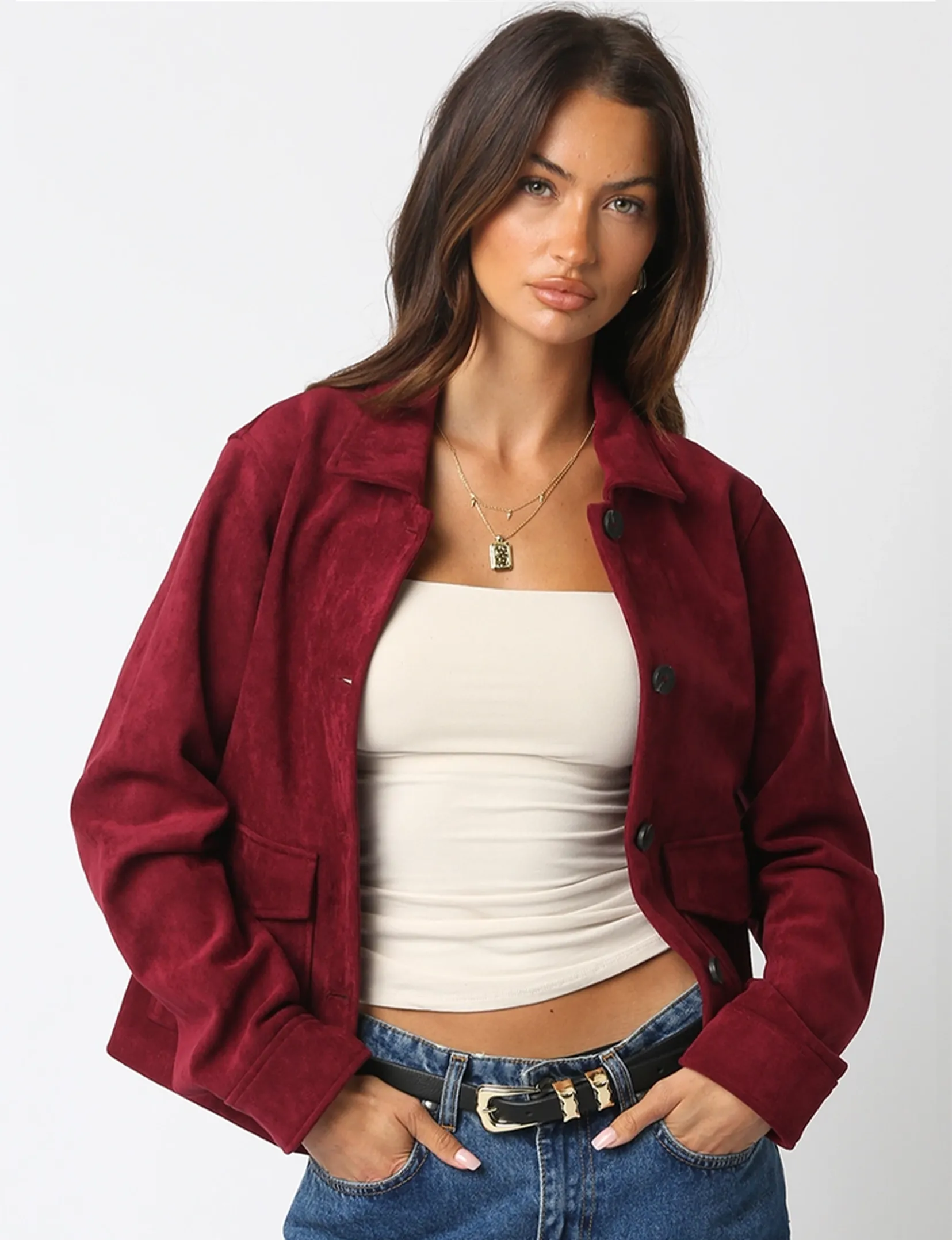 Salma Jacket, Burgundy Travel Street Style