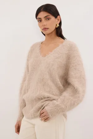 SALMA OAT V NECK JUMPER Clean Lines Chill Evening