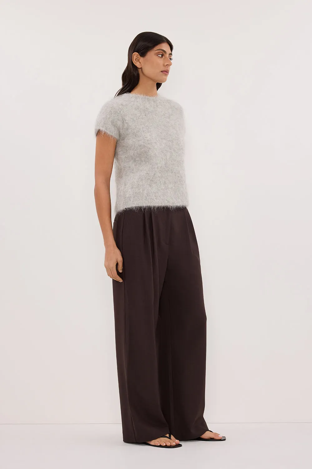 All Day Wear SALMA SILVER CAP SLEEVE KNIT TOP