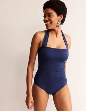 Flattering Cut Tumblr Control Support Santorini Halterneck Swimsuit-French Navy