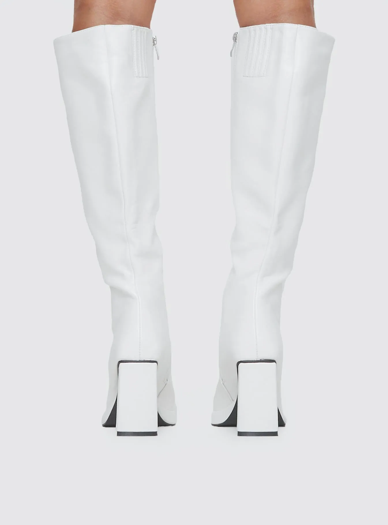 Scarlet Knee High Boots White Light Midsole