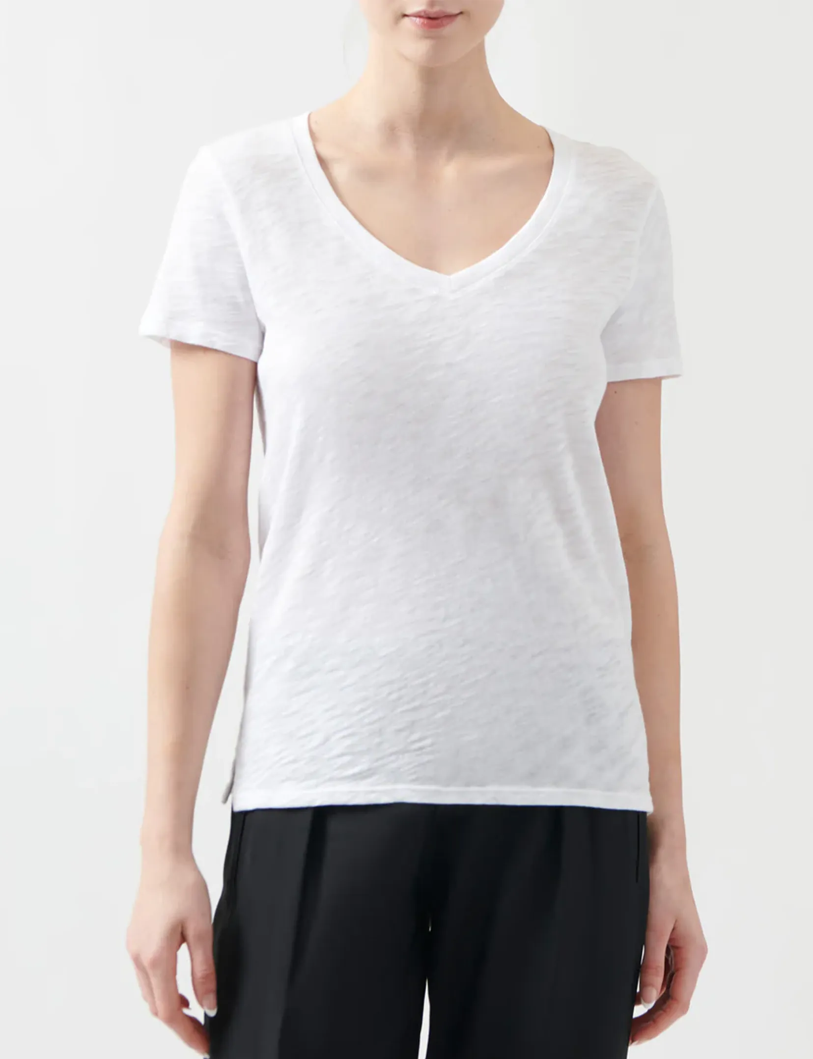 Cozy Layers Machine washable Schoolboy V-Neck, White