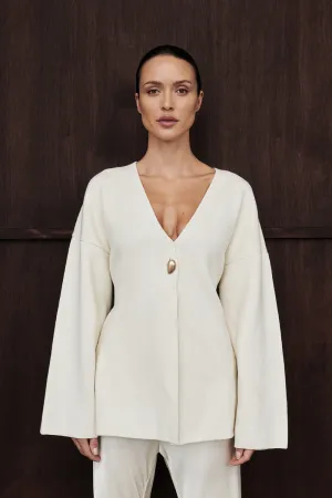 SCOUT CREAM LONG SLEEVE KNIT TOP City Warmth