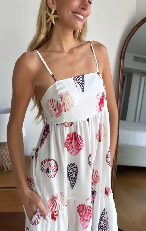 Sculpted Detail Harmonious Layers Sea Breeze Cotton Maxi