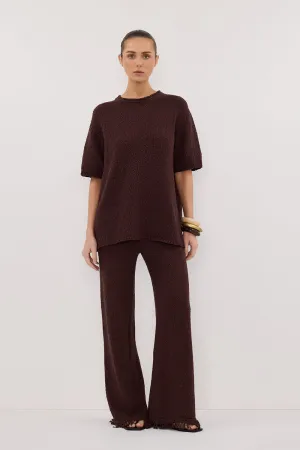 City Casual Style SUE CHOC OVERSIZED KNIT TEE