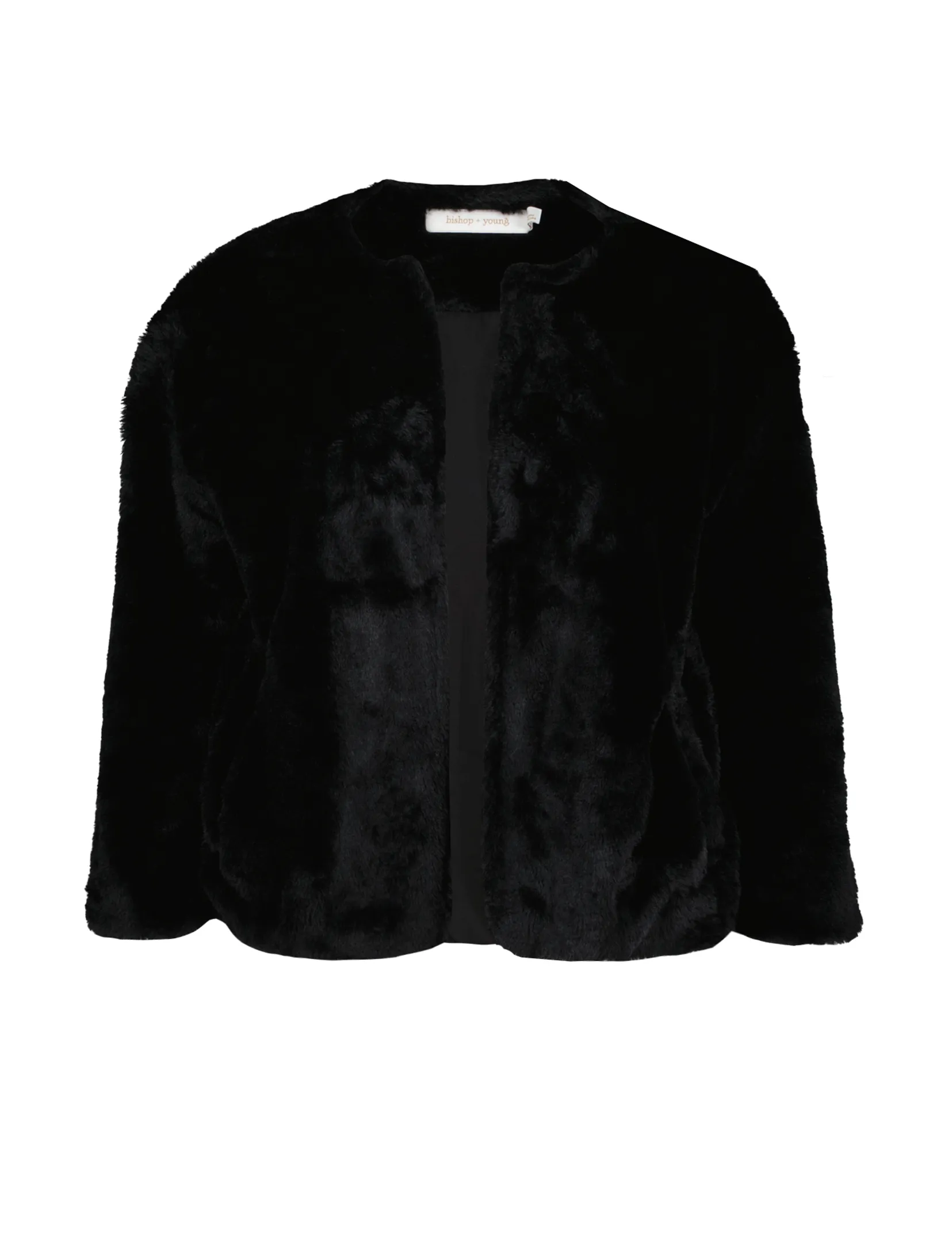 Mica Faux Fur Jacket, Black Warm Layer Option Daily Wear Jacket