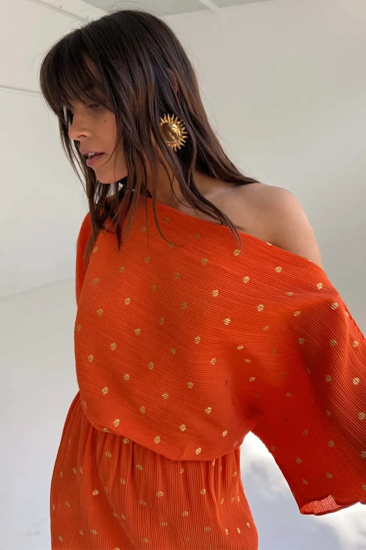 Comfortable Waist Polite Tone Orange Tilly Dress