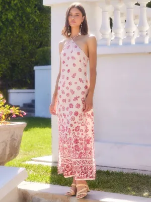 Fit Waist Jaylen Border Print Dress