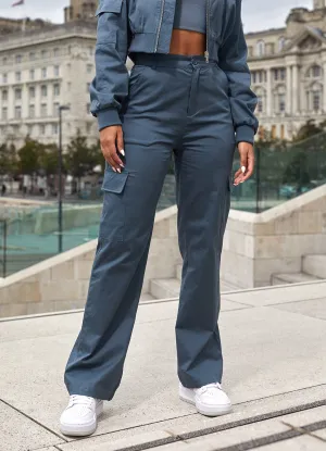 Chic Look Flexible Comfort Wear Gym King Woven Cargo Pant - Storm Blue