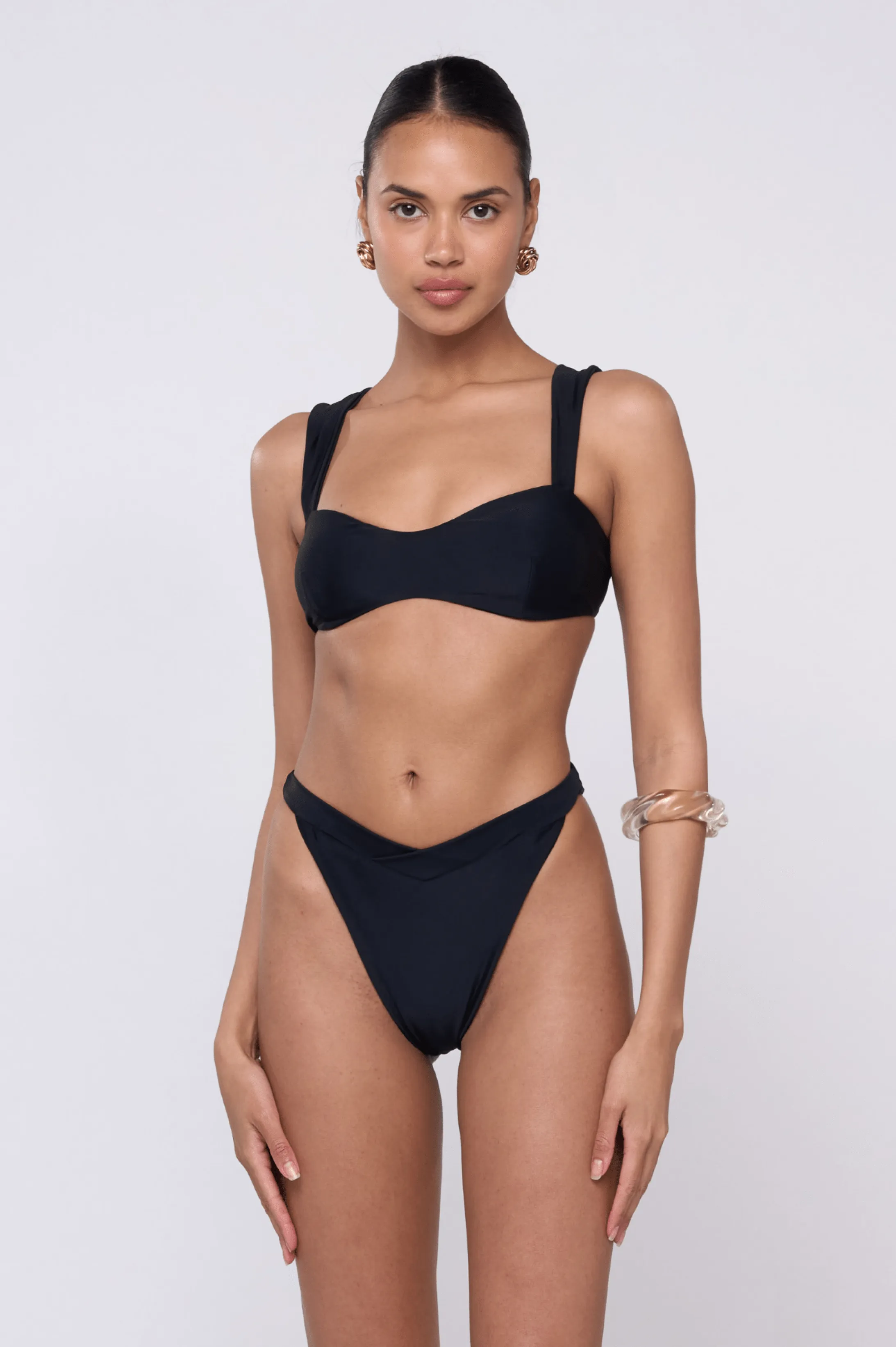 Vegan Option Lively Patterns Selma Bikini Top in Black