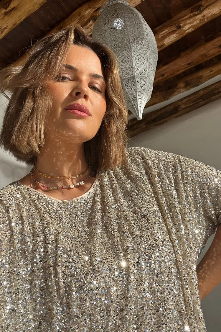 Sequin Jem Dress Natural Tones