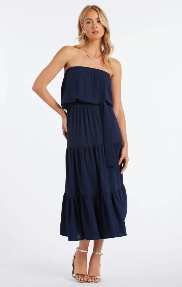 A Line Cut Earthy Hue Serafina Strapless Dress