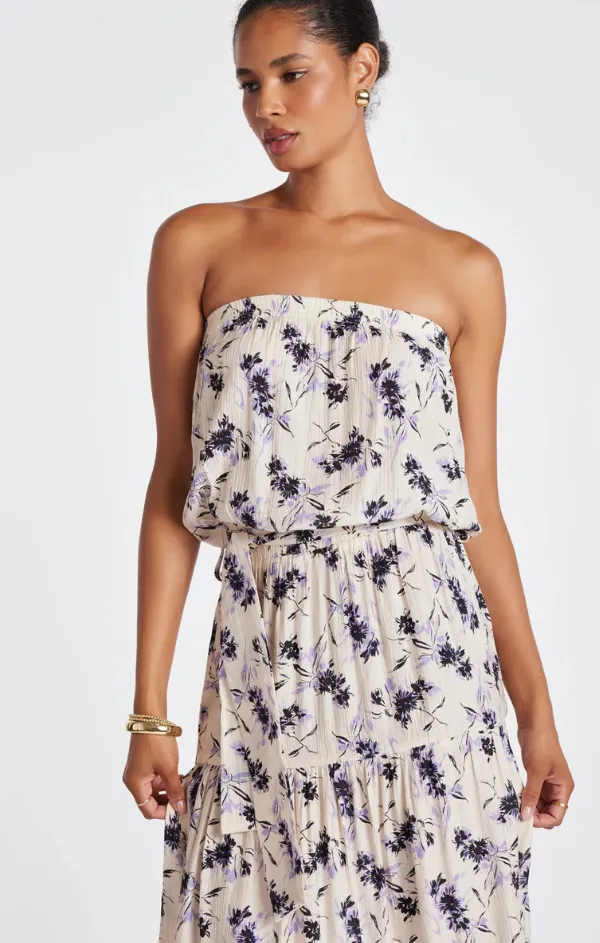 Delicate Mood Airy Movement Serafina Strapless Dress in Iris Print