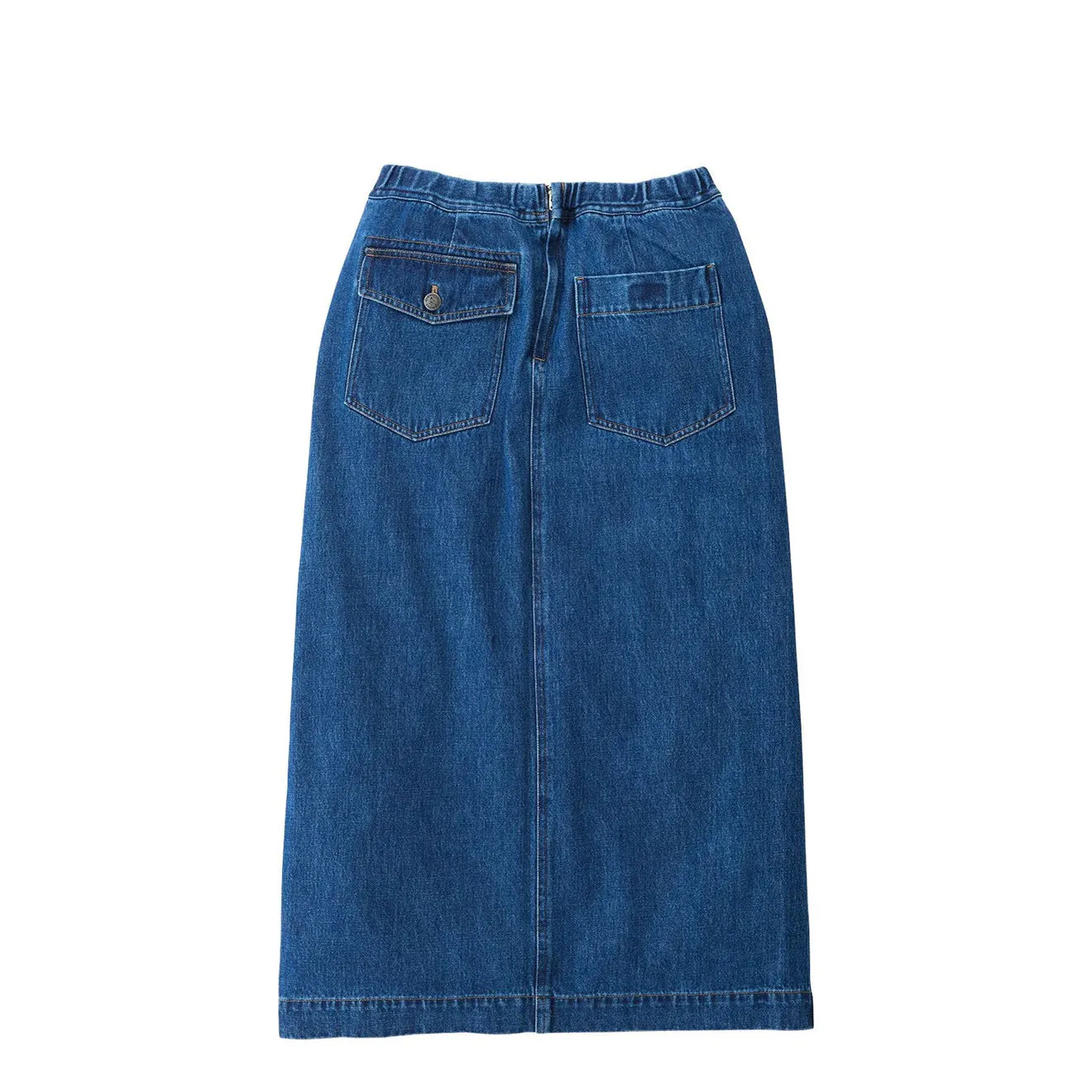 Gramicci Womens Long Denim Skirt Mid Indigo Chill Tones Anti Pilling Fabric