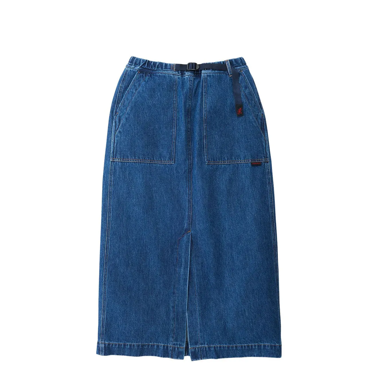 Gramicci Womens Long Denim Skirt Mid Indigo Flowy Drape