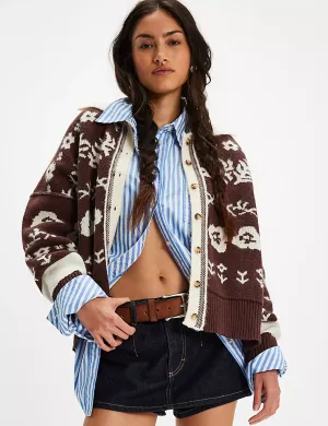 Shelby Cardigan, Chocolate/Combo Durable Color Retention