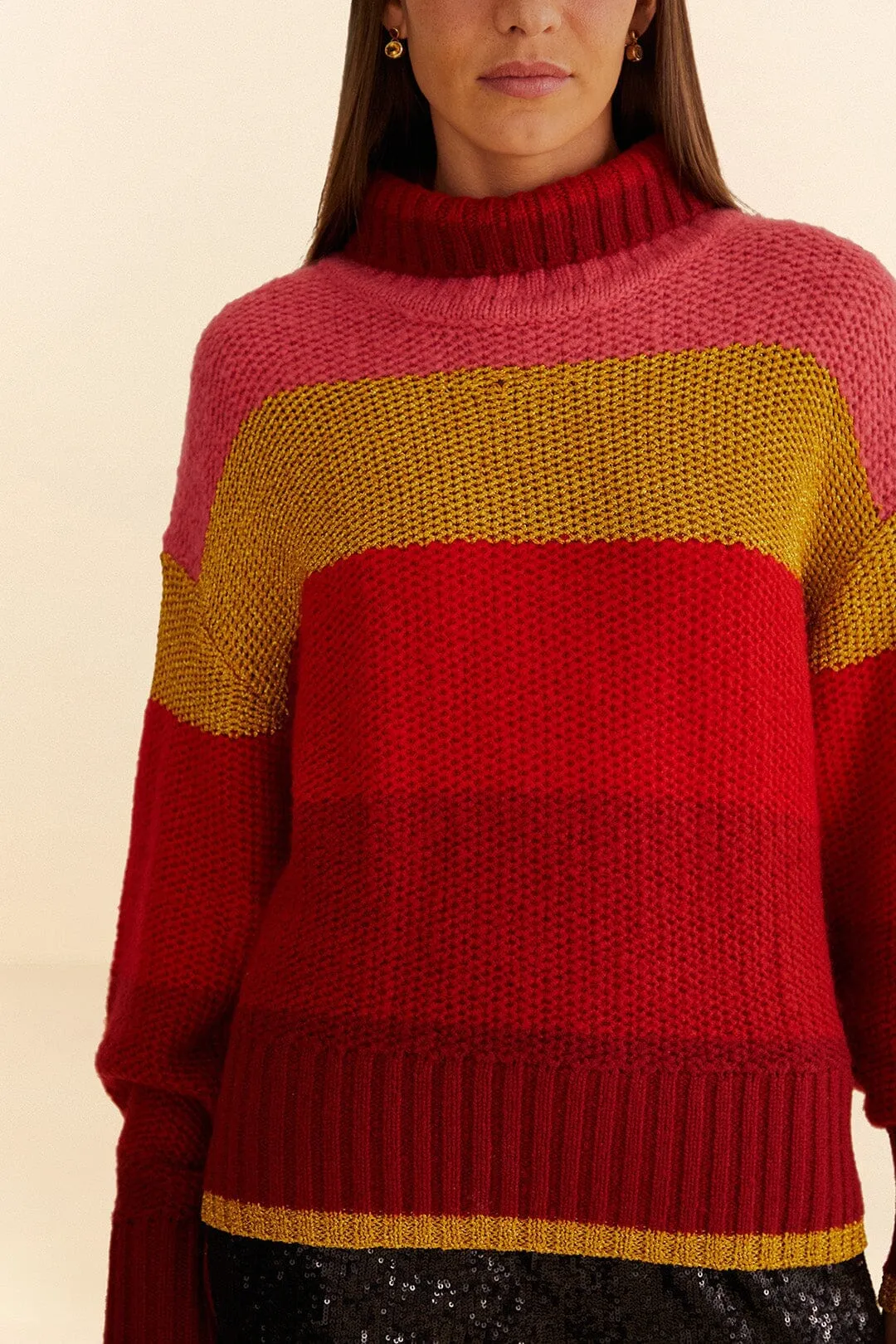 Minimalist Stitching Garment Dyed Process Shiny Stripes Knit Sweater