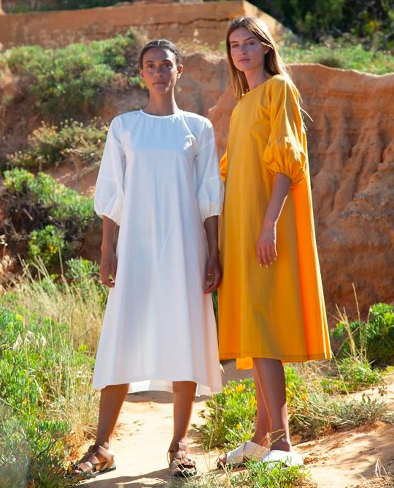 Shona Organic Cotton Dress In White Casual Motion Sophisticated Elegance