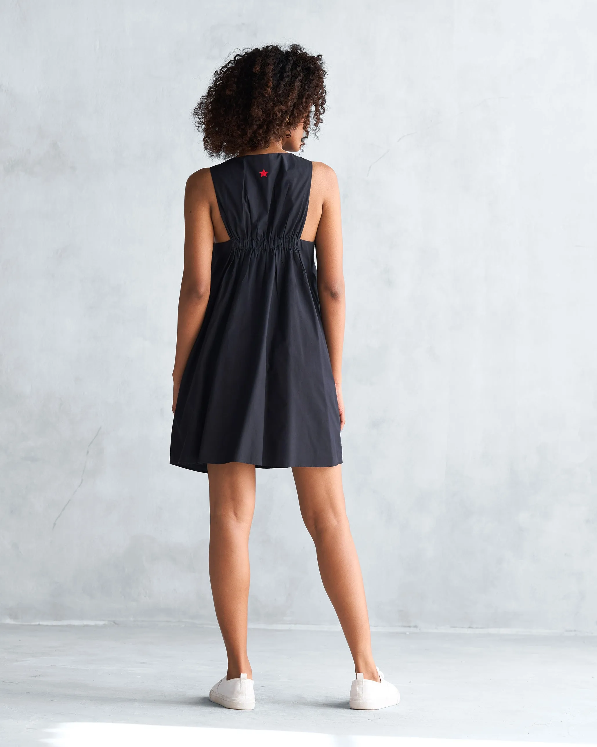 Gentle Flow Sleek Silhouette Short Racerback Dress - Black