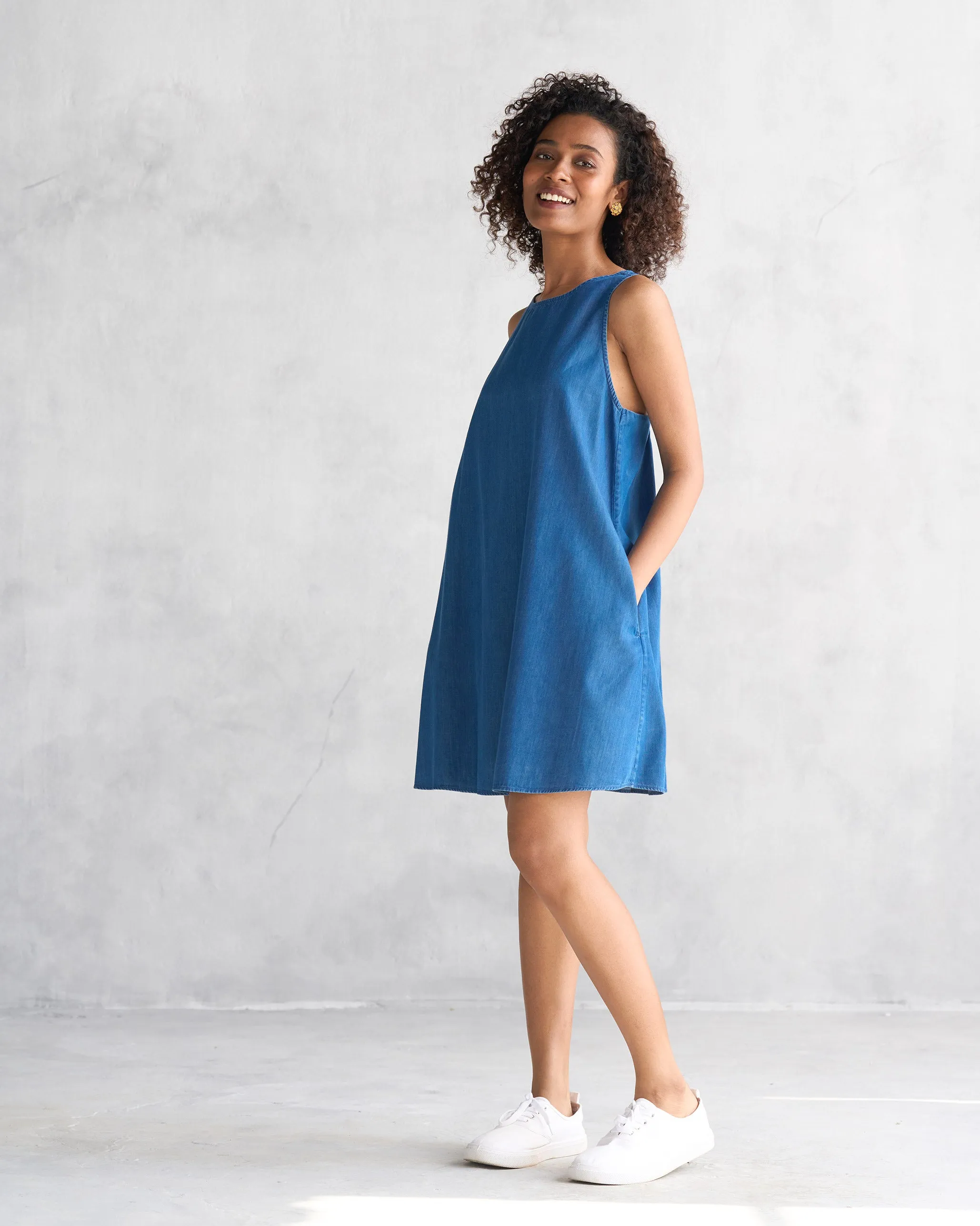 Short Racerback Dress - Blue Flattering Shape