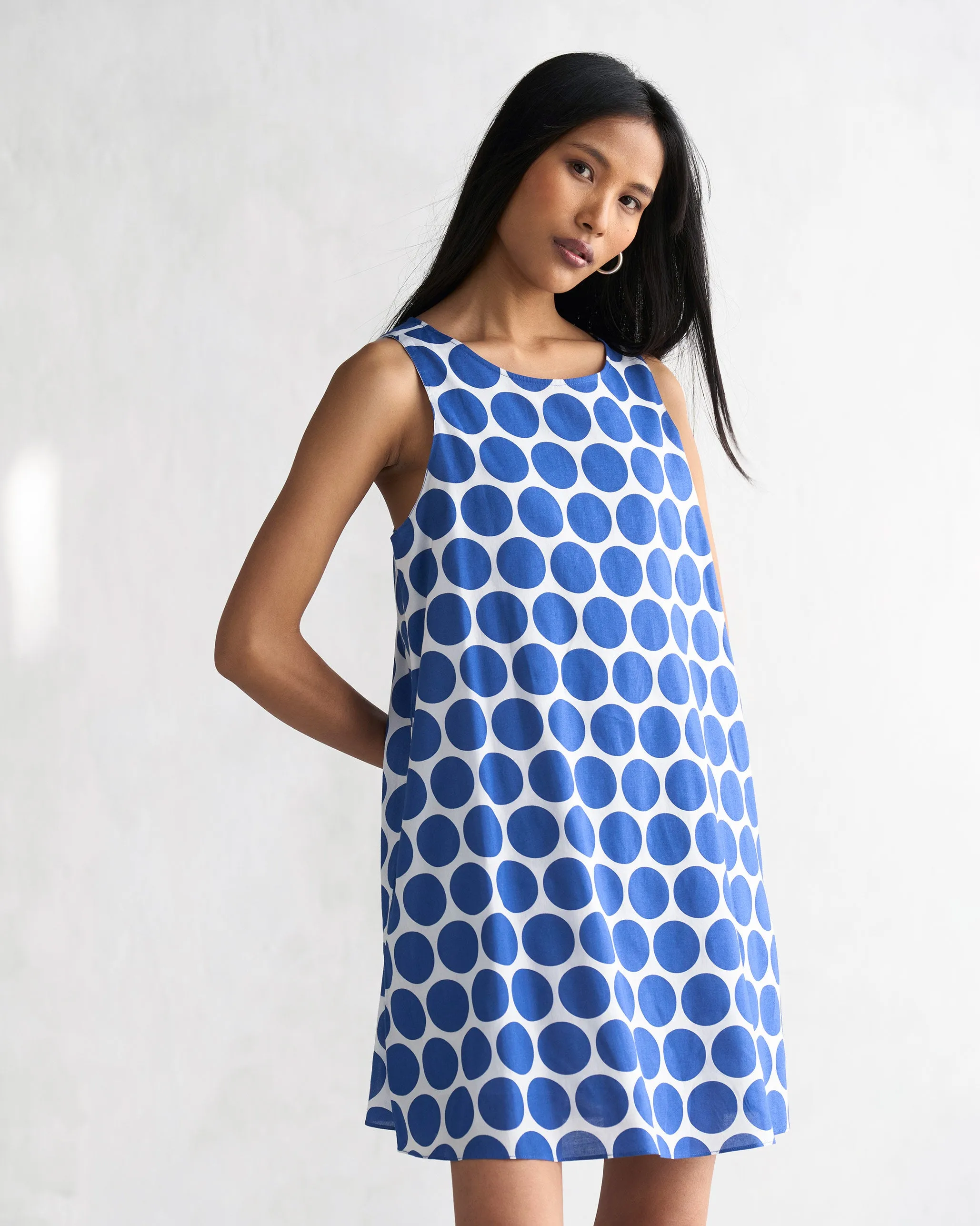 Short Racerback Dress - Navy & White Gentle Glow