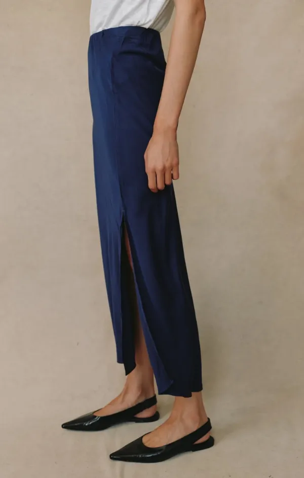 Side Slit Bias Maxi Skirt Performance Outfit Soft Layers