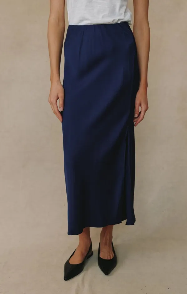 Sleek Appeal Side Slit Bias Maxi Skirt