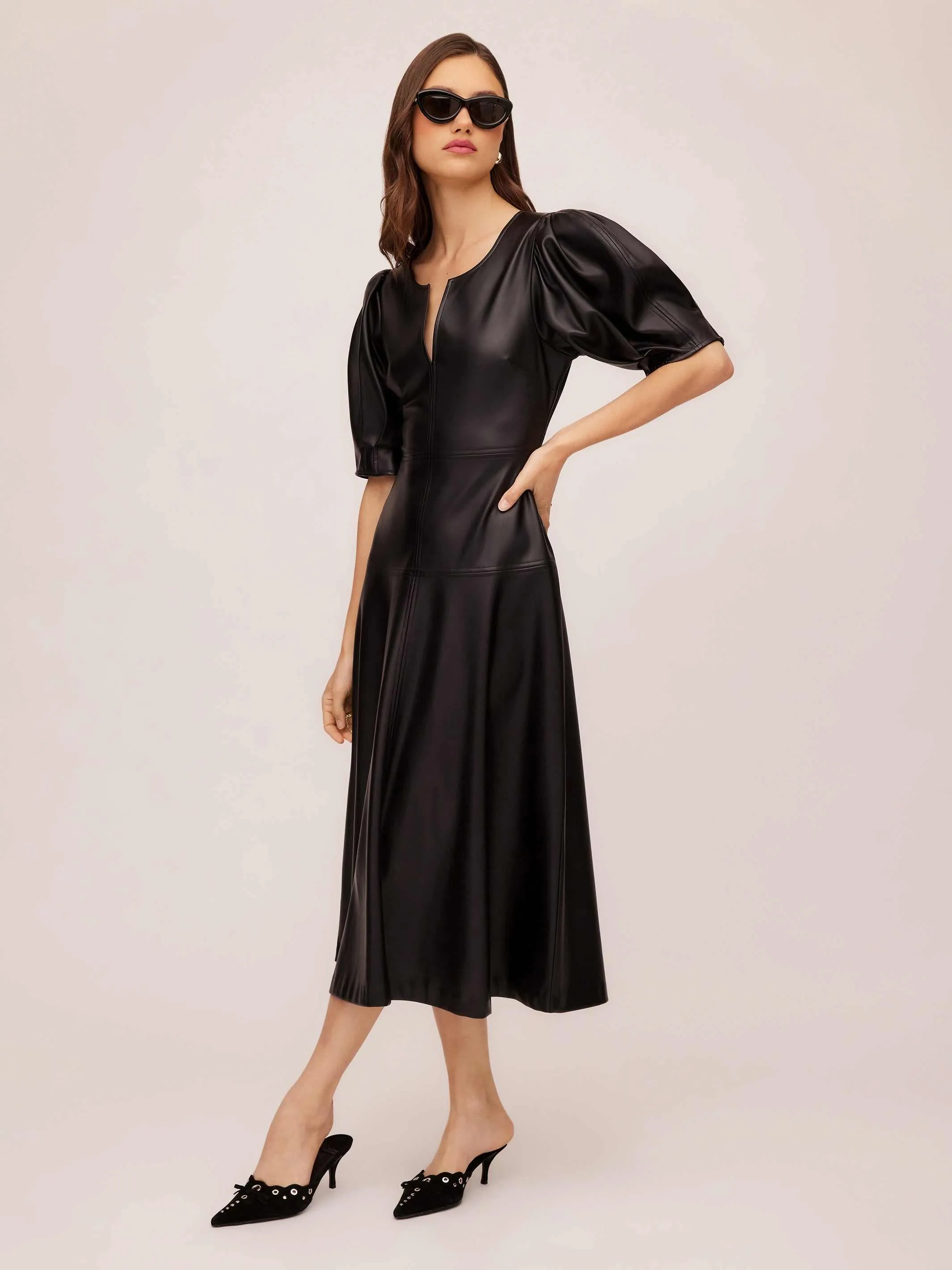 Sierra Faux Leather Midi Dress Soft Layers