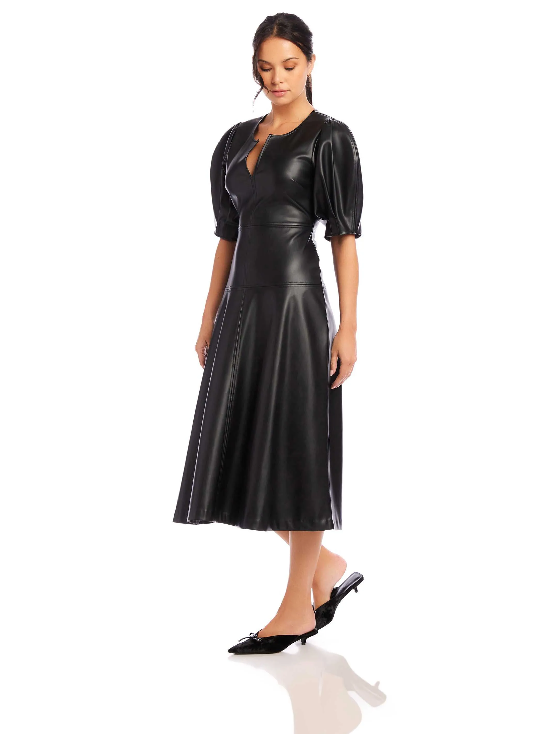 Sierra Faux Leather Midi Dress Chill Moment