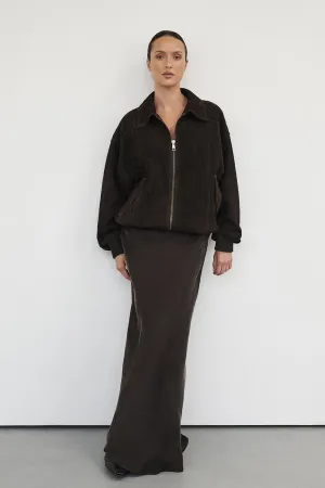 Modern Combo Crisp Edge COLETTE BITTER CHOC SILK SKIRT