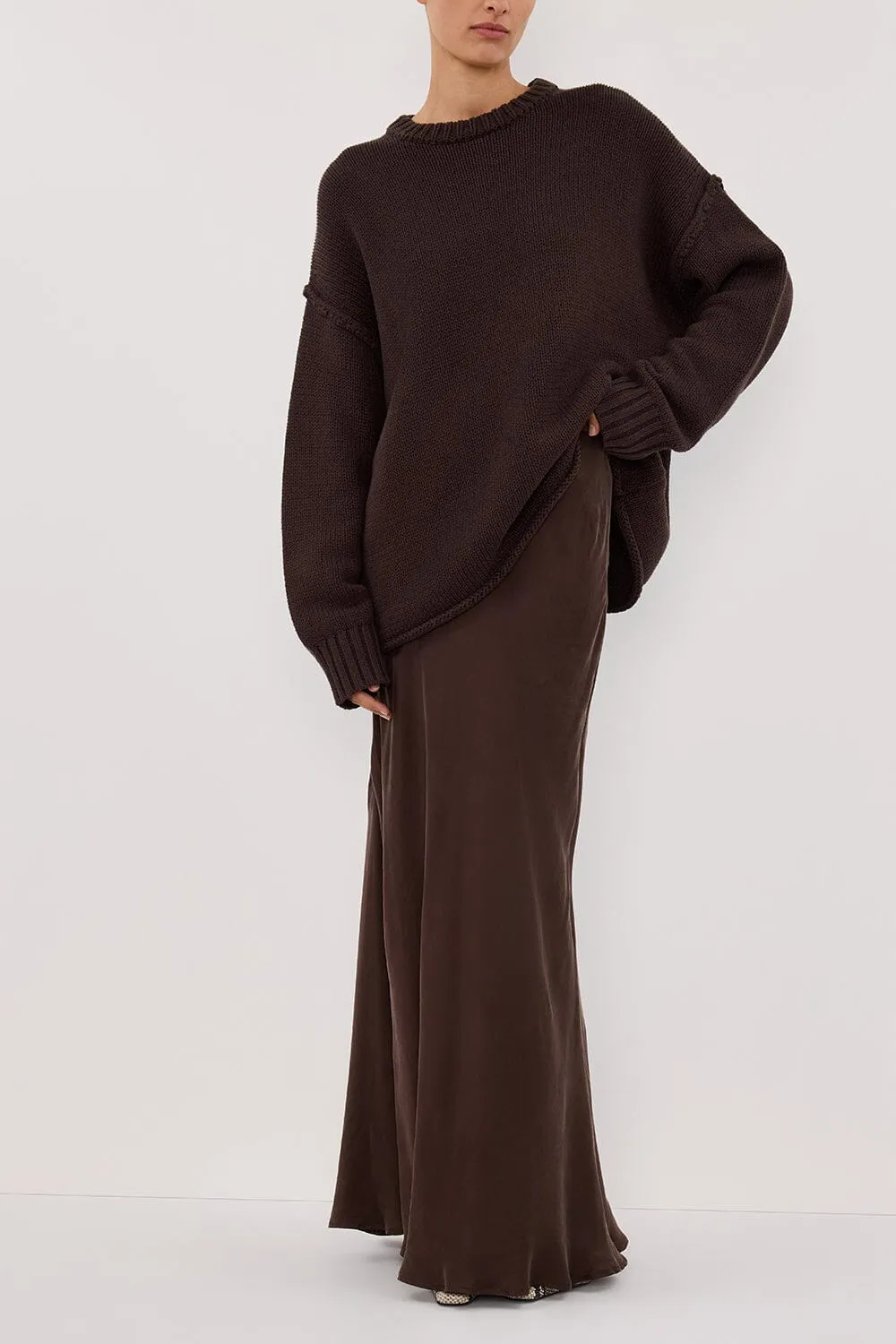 Outfit Mood Opaque finish COLETTE BITTER CHOC SILK SKIRT