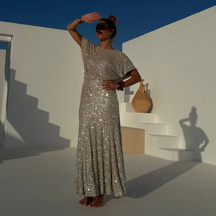 Silver Sequin Erin Dress Shiny-Lining