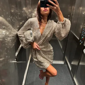 Soft Colorway Silver Sequin Mini Vienna Wrap Dress
