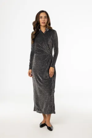 Silver Sparkle Side Button Maxi Dress Move Free