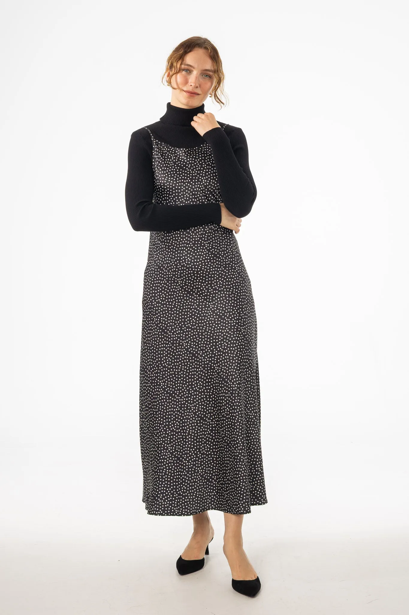 Subtle Edge Black Polka Dot Slip Jumper