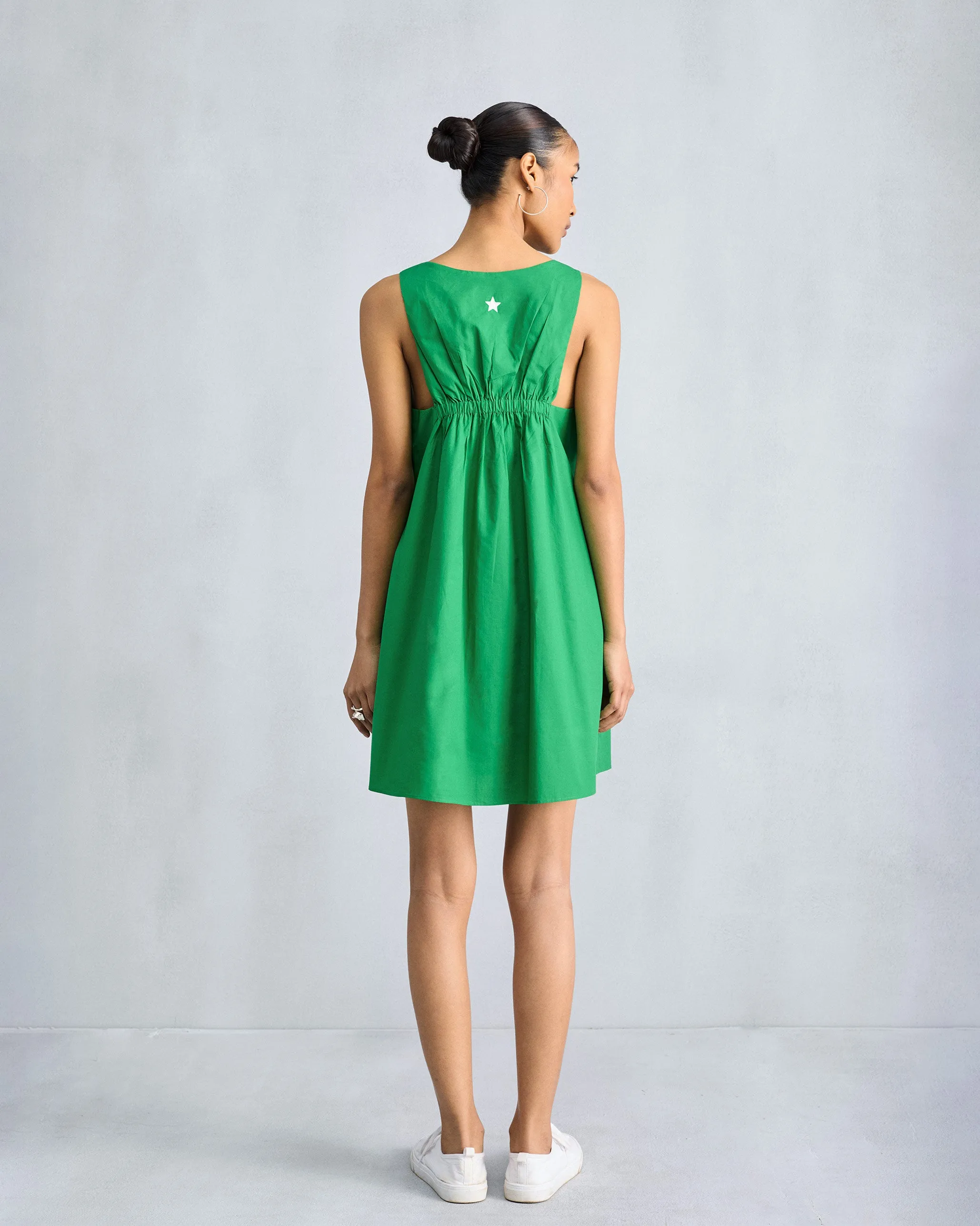 Short Racerback Dress - Green Vintage Vibe Low-Waist