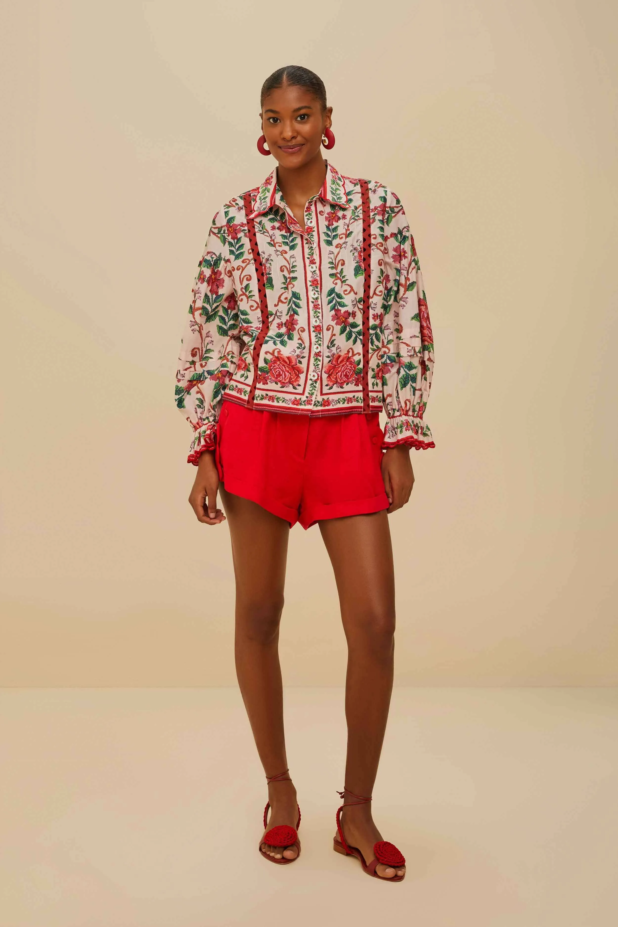 Red Wavy Pockets Euroflax? Premium Linen Shorts Breezy Motion