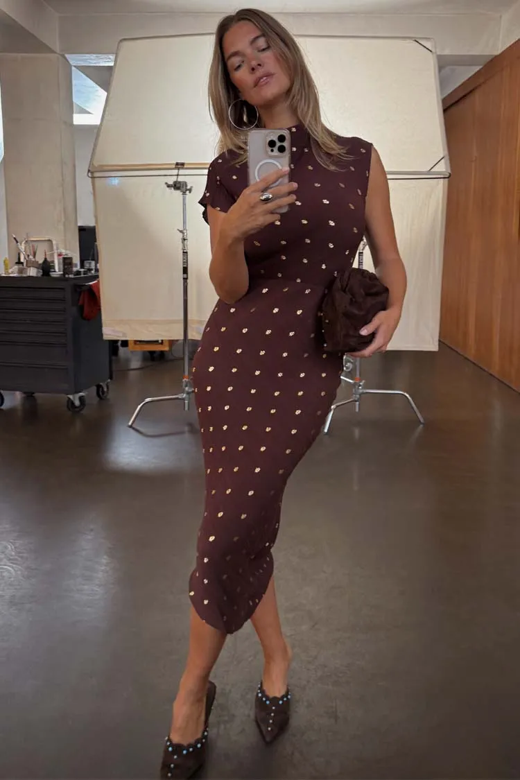 Chocolate Plisse Desiree Dress Timeless Design Fall Style