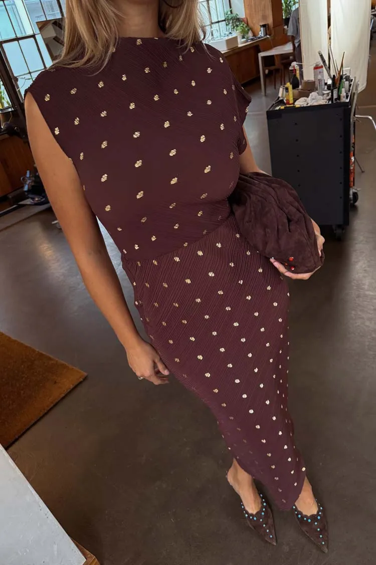 All Timewear Chocolate Plisse Desiree Dress