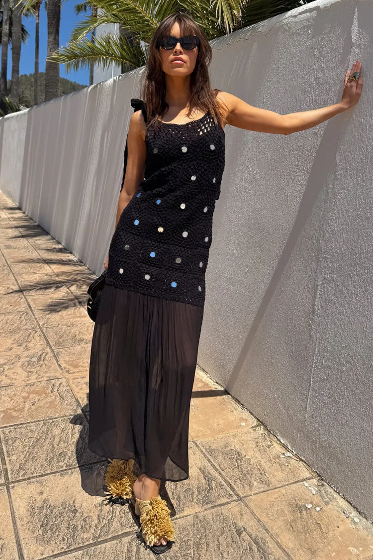 Black Crochet Alicia Dress Silky Form Soft Profile