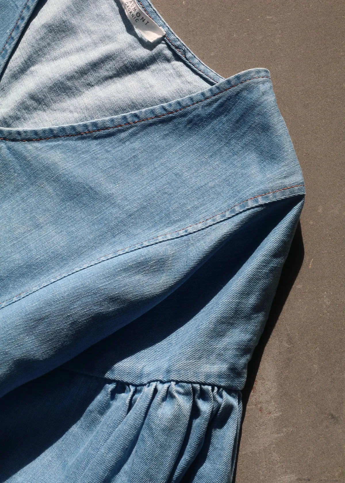 Chic and Elegant Harumi-Leigh Organic Cotton Denim Dress in Chambray Blue