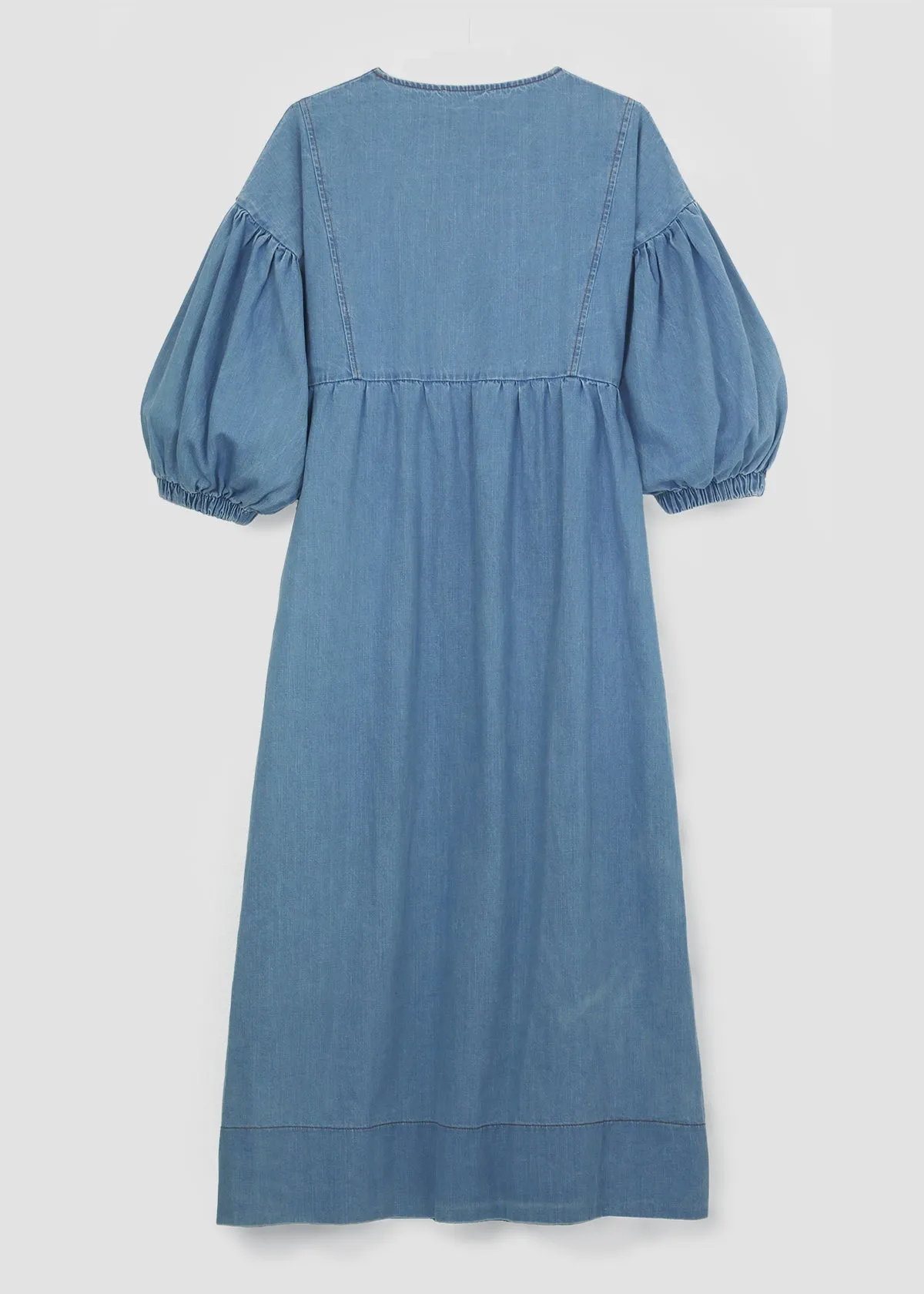 High-waist Perfect Look Harumi-Leigh Organic Cotton Denim Dress in Chambray Blue